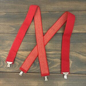 Vintage 1980s Red 2” Work Fashion Suspenders Heavy Duty Adjustable (P9b)